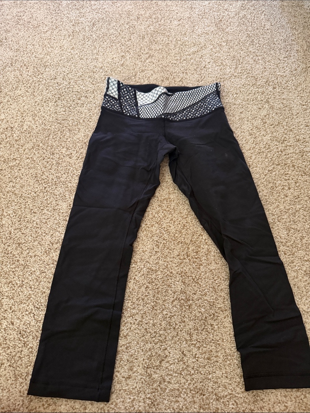 lululemon athletica Black Leggings with Patterned Waistband